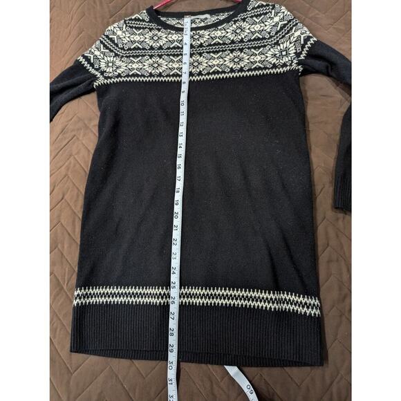 Pretty black Fair Isle style sweater dress w/ white collar knit by George size 8 - Picture 7 of 7